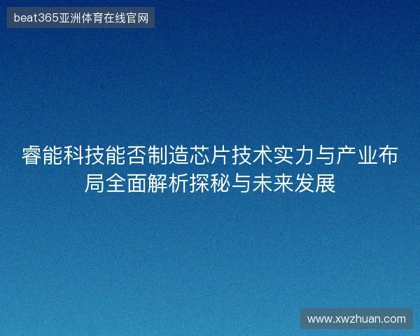 睿能科技能否制造芯片技术实力与产业布局全面解析探秘与未来发展